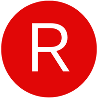 A bold white letter "R" is centered within a solid red circle, reminiscent of icons often found in an insurance glossary. The background remains plain and unornamented, ensuring the symbol stands out strikingly.