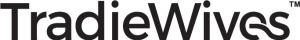 The image shows the logo with the text "TradieWives" written in bold, uppercase black letters against a transparent background. There is a trademark symbol (™) in the top right corner of the logo, emphasizing their association with tradies insurance.